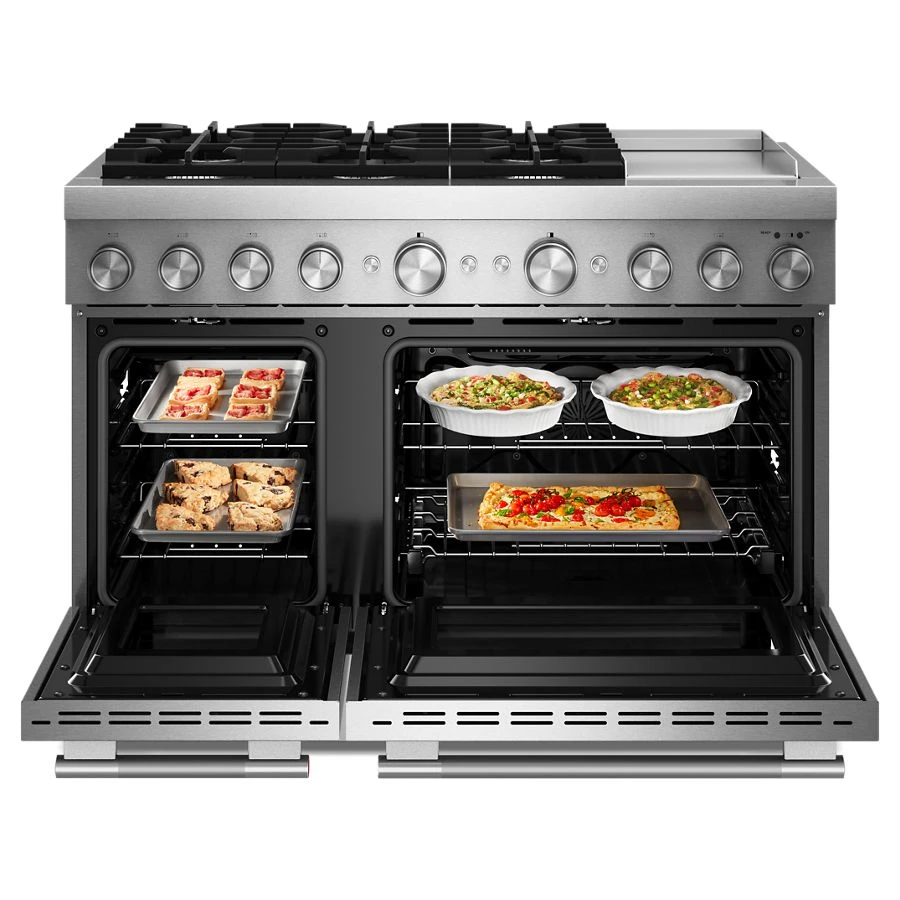48-Inch 6 Burner Commercial-Style Dual Fuel Range with Griddle KFDD948SSS