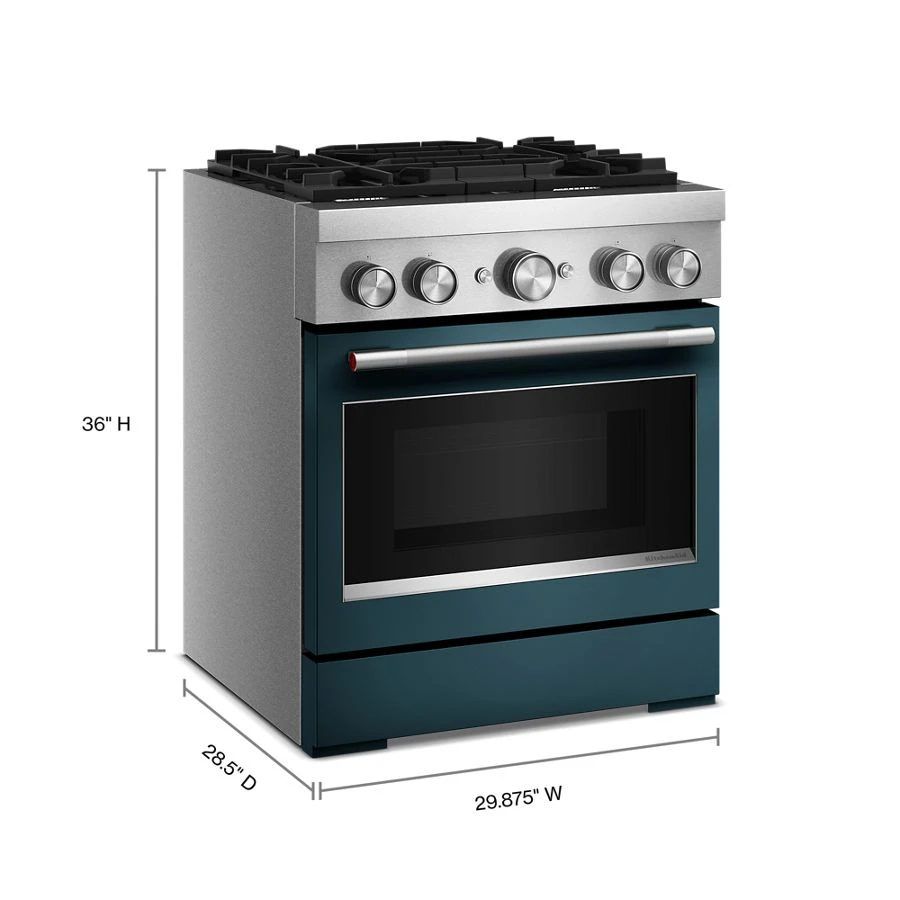 30-Inch 4 Burner Commercial-Style Dual Fuel Range with No Preheat Air Fry Mode KFDS930SAG