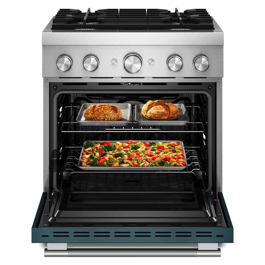 30-Inch 4 Burner Commercial-Style Dual Fuel Range with No Preheat Air Fry Mode KFDS930SAG