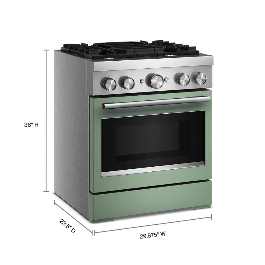 30-Inch 4 Burner Commercial-Style Dual Fuel Range with No Preheat Air Fry Mode KFDS930SDC
