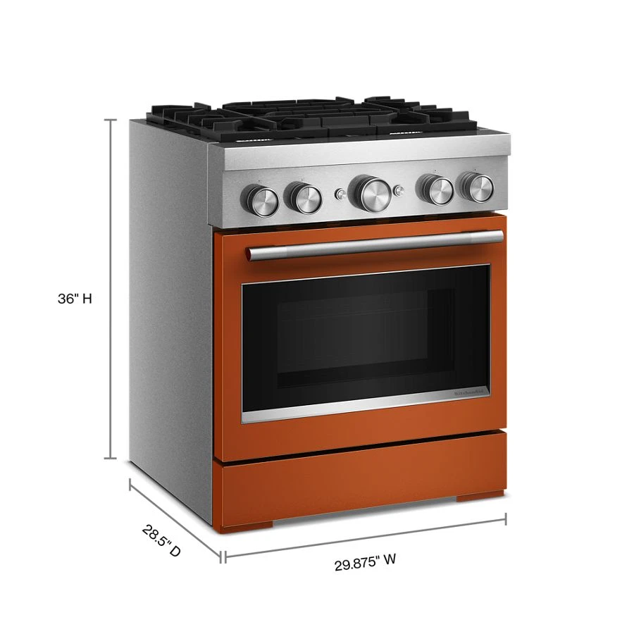 30-Inch 4 Burner Commercial-Style Dual Fuel Range with No Preheat Air Fry Mode KFDS930SSC