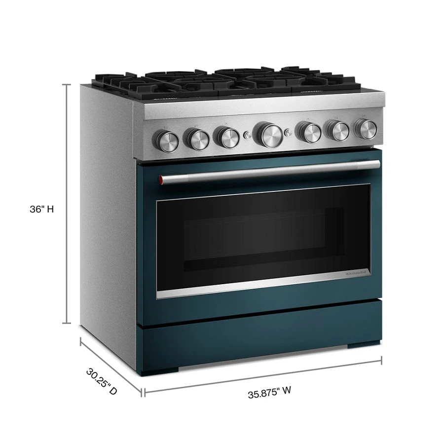 36-Inch 6 Burner Commercial-Style Dual Fuel Range with No Preheat Air Fry Mode KFDS936SAG