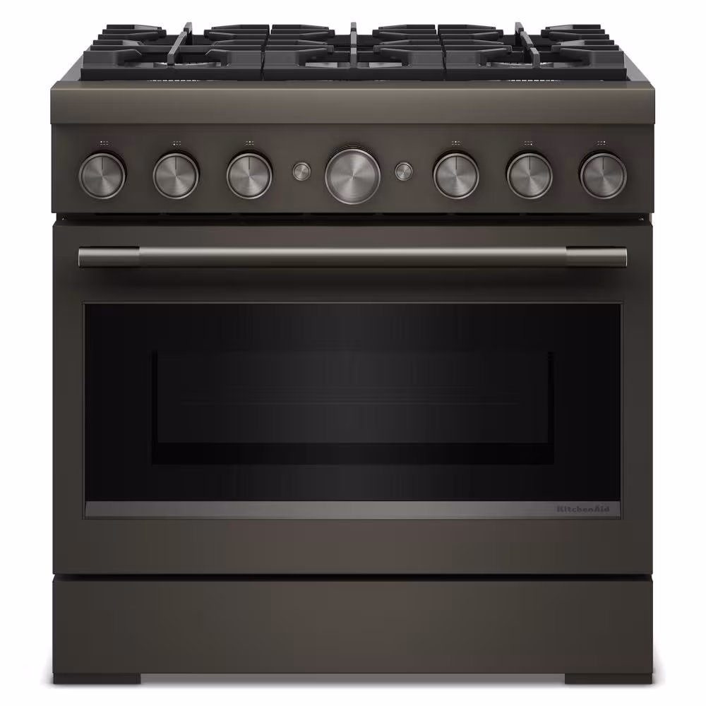 36-Inch 6 Burner Commercial-Style Dual Fuel Range with No Preheat Air Fry Mode KFDS936SBE