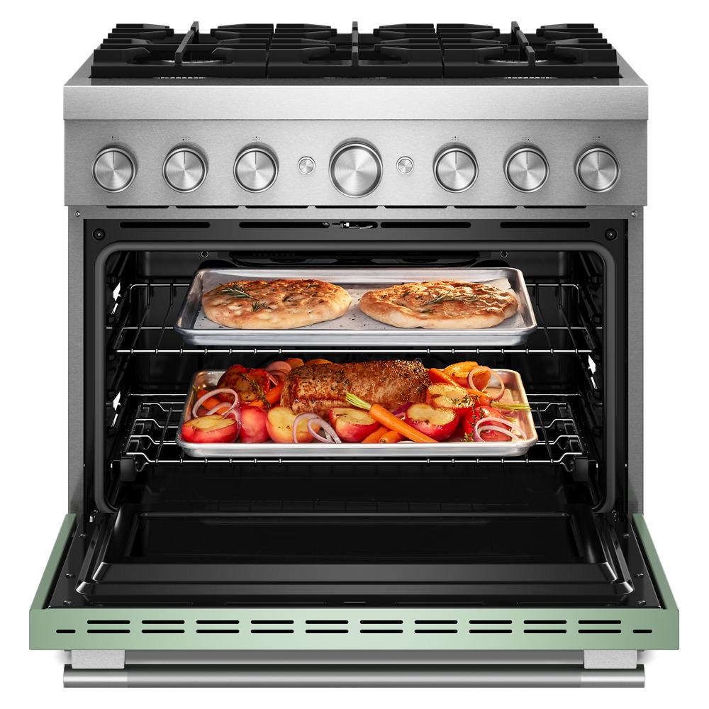 36-Inch 6 Burner Commercial-Style Dual Fuel Range with No Preheat Air Fry Mode KFDS936SDC