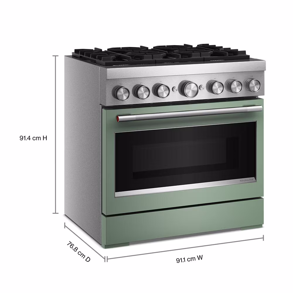 36-Inch 6 Burner Commercial-Style Dual Fuel Range with No Preheat Air Fry Mode KFDS936SDC