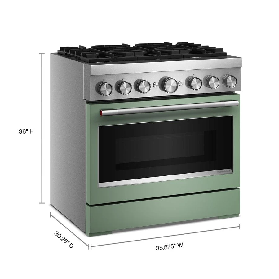 36-Inch 6 Burner Commercial-Style Dual Fuel Range with No Preheat Air Fry Mode KFDS936SDC