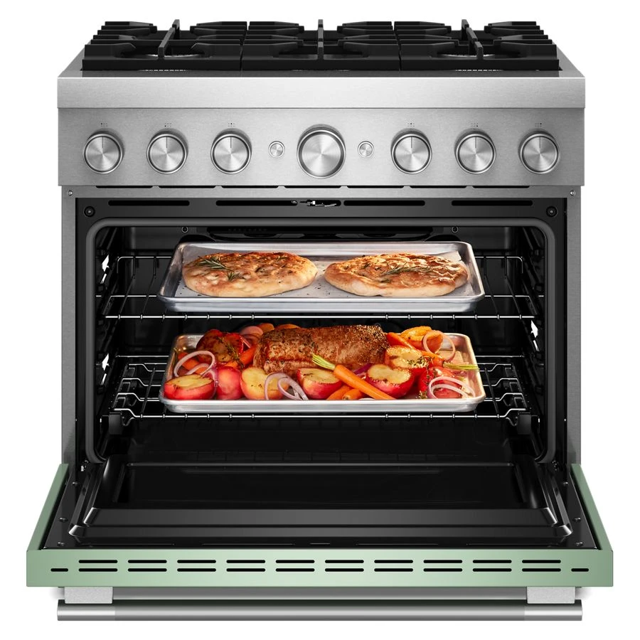 36-Inch 6 Burner Commercial-Style Dual Fuel Range with No Preheat Air Fry Mode KFDS936SDC