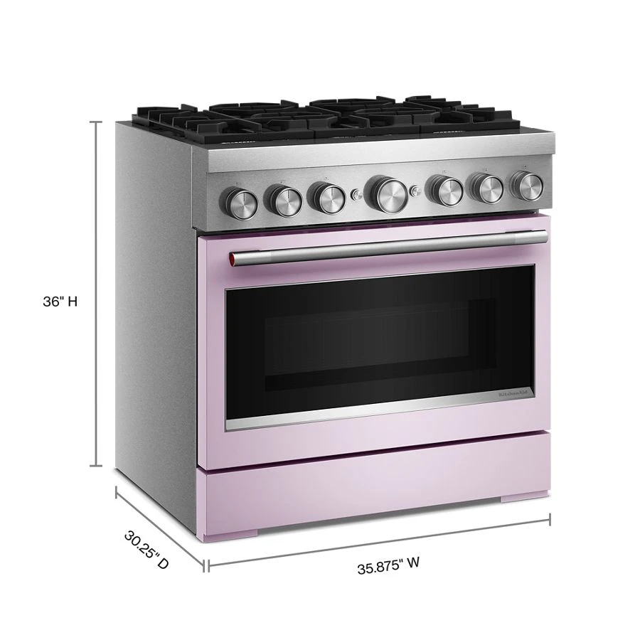 36-Inch 6 Burner Commercial-Style Dual Fuel Range with No Preheat Air Fry Mode KFDS936SWF