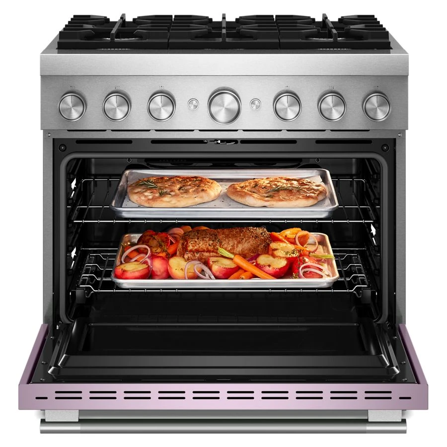 36-Inch 6 Burner Commercial-Style Dual Fuel Range with No Preheat Air Fry Mode KFDS936SWF