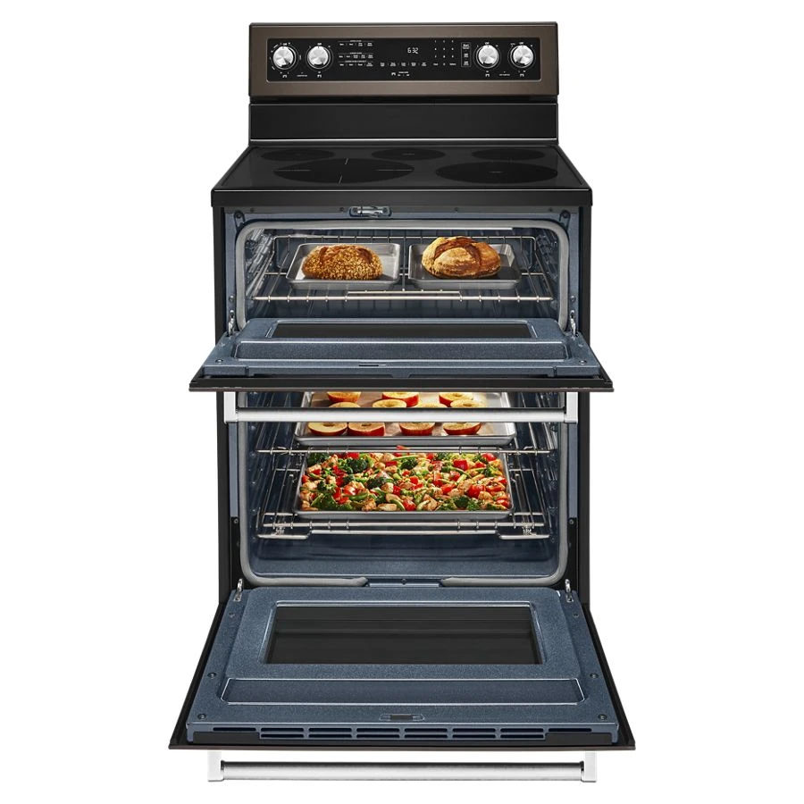 30-Inch 5 Burner Electric Double Oven Convection Range KFED500EBS
