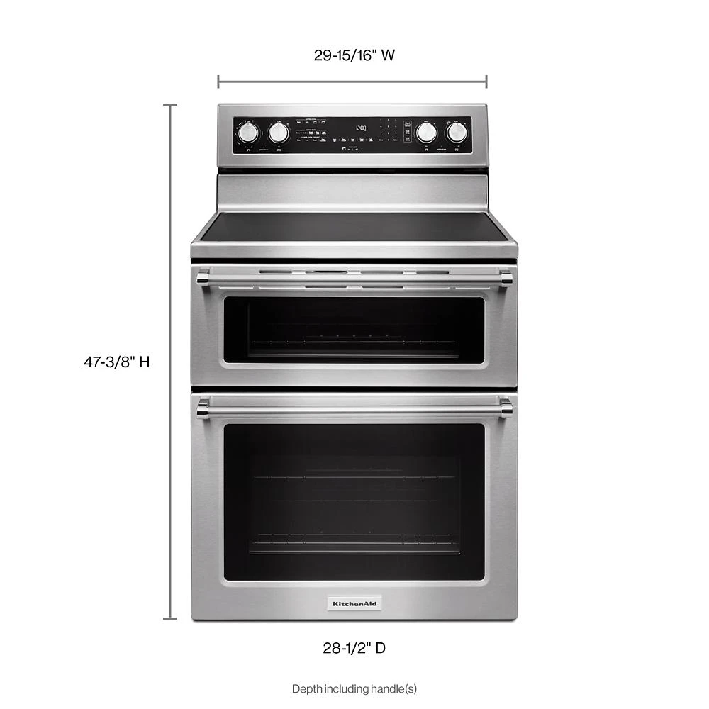30" 5 Burner Electric Double Oven Convection Range KFED500ESS