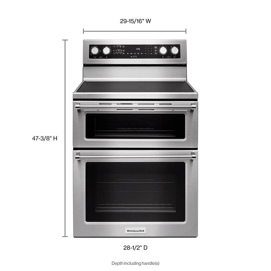 30" 5 Burner Electric Double Oven Convection Range KFED500ESS