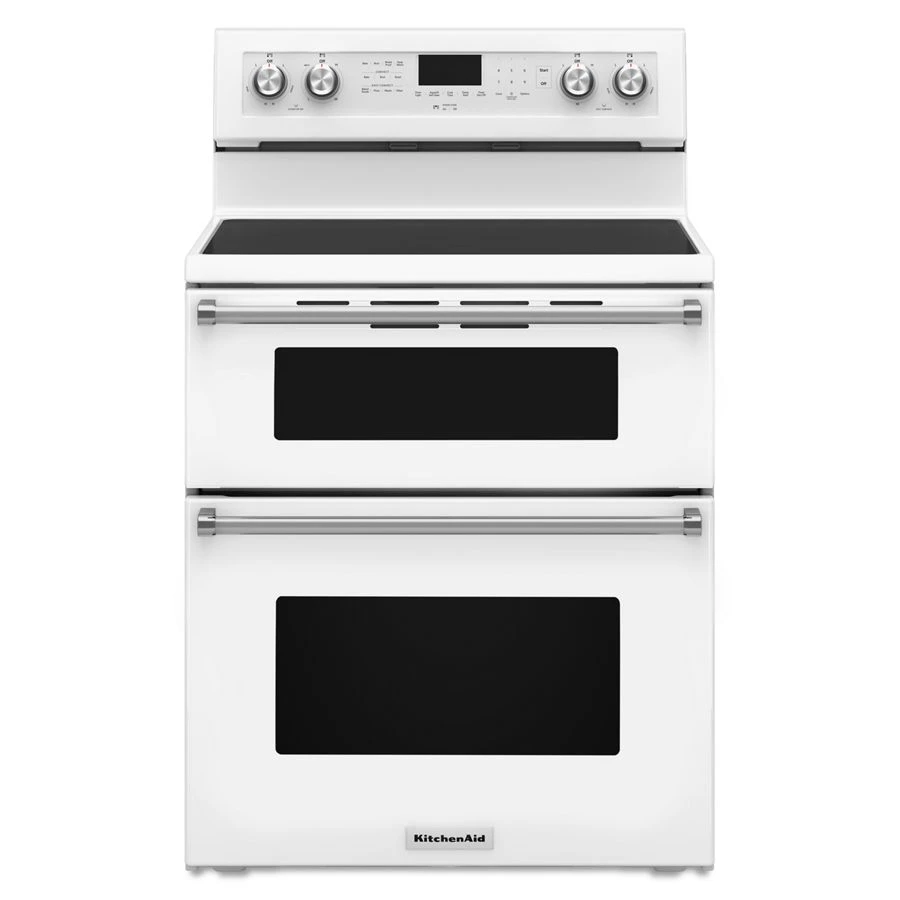 30-Inch 5 Burner Electric Double Oven Convection Range KFED500EWH