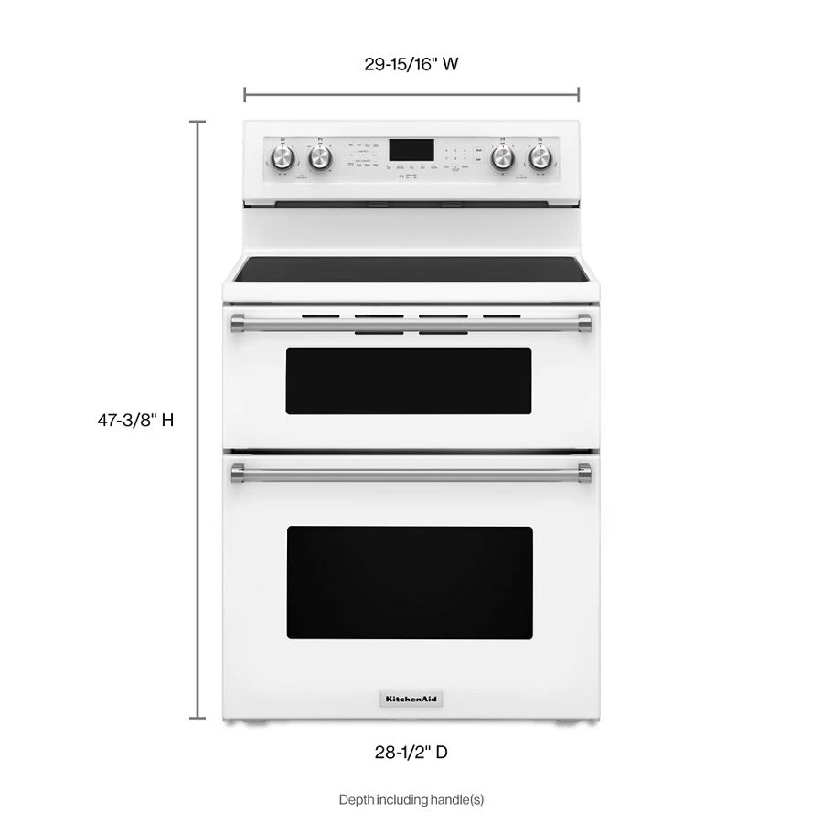 30-Inch 5 Burner Electric Double Oven Convection Range KFED500EWH