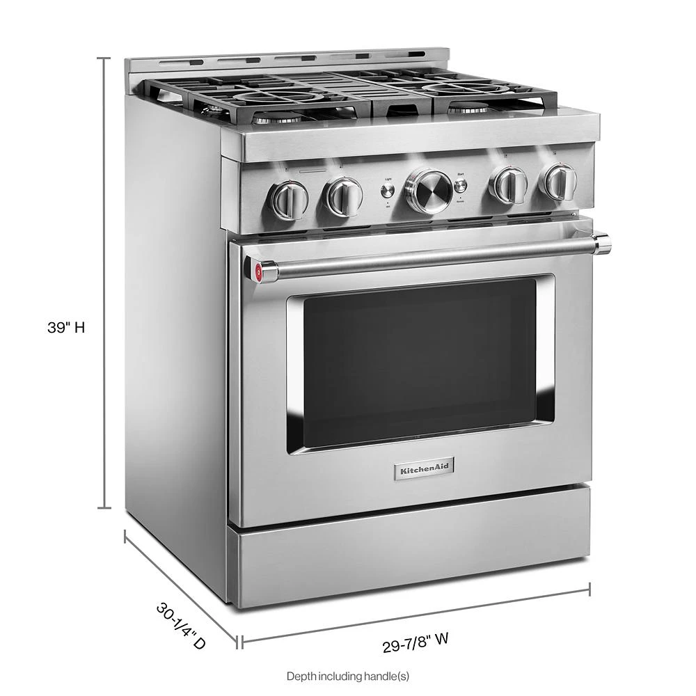 30'' Smart Commercial-Style Gas Range with 4 Burners KFGC500JSS