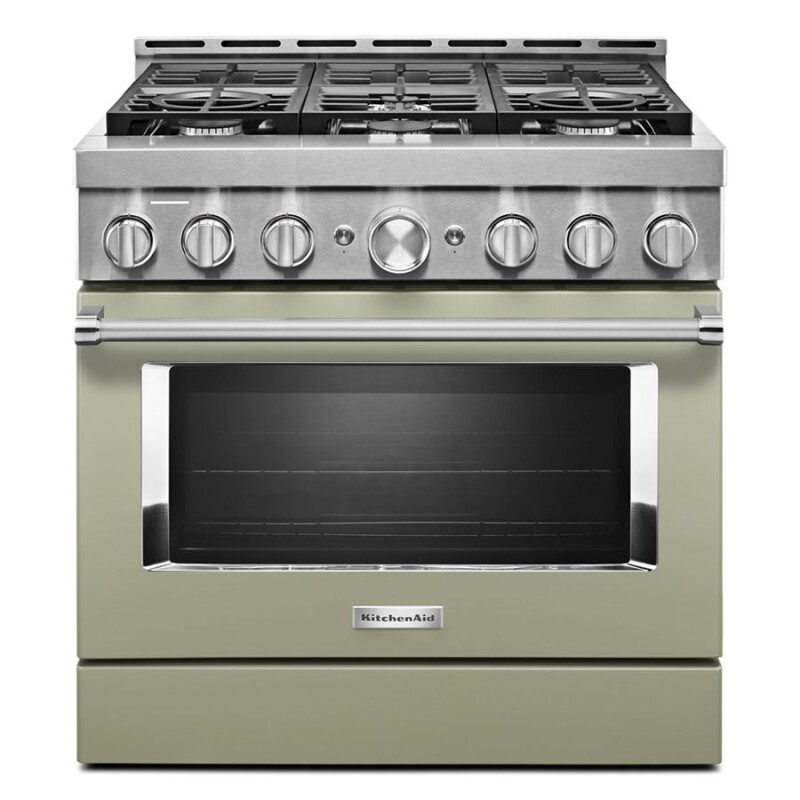KitchenAid 36'' Smart Commercial-Style Gas Range with 6 Burners Avocado Cream KFGC506JAV Picture 1