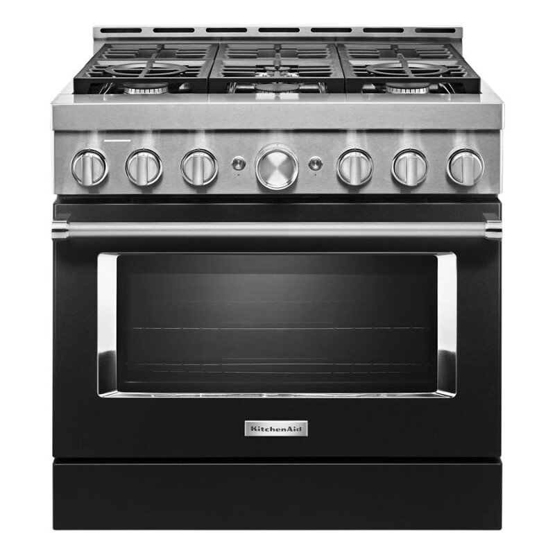 KitchenAid 36'' Smart Commercial-Style Gas Range with 6 Burners Imperial Black KFGC506JBK Picture 1