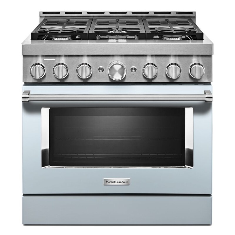 KitchenAid 36'' Smart Commercial-Style Gas Range with 6 Burners Misty Blue KFGC506JMB Picture 1