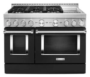 KitchenAid® 48'' Smart Commercial-Style Gas Range with Griddle KFGC558JBK