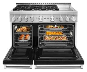 KitchenAid® 48'' Smart Commercial-Style Gas Range with Griddle KFGC558JBK