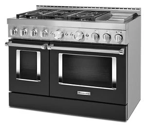 KitchenAid® 48'' Smart Commercial-Style Gas Range with Griddle KFGC558JBK