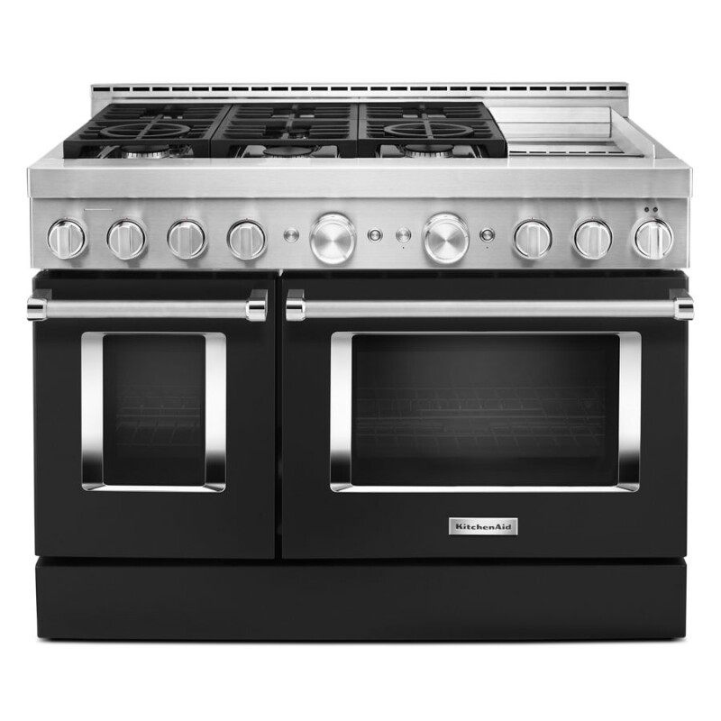 KitchenAid 48'' Smart Commercial-Style Gas Range with Griddle Imperial Black KFGC558JBK Picture 1