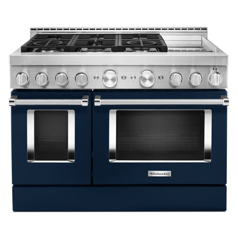 KitchenAid 48'' Smart Commercial-Style Gas Range with Griddle Ink Blue KFGC558JIB Picture 1