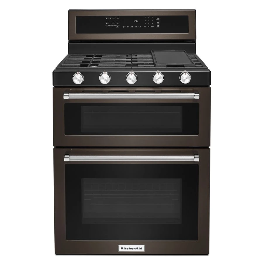 30-Inch 5 Burner Gas Double Oven Convection Range KFGD500EBS