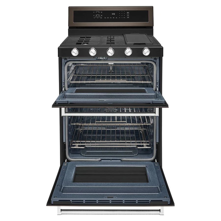 30-Inch 5 Burner Gas Double Oven Convection Range KFGD500EBS