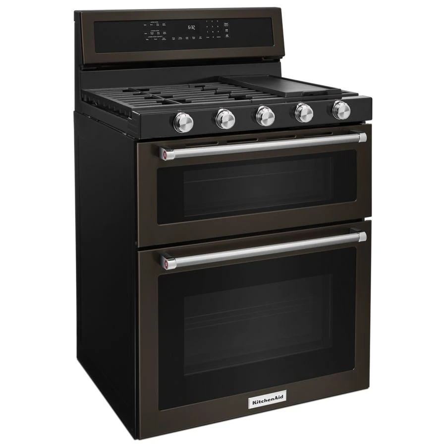 30-Inch 5 Burner Gas Double Oven Convection Range KFGD500EBS
