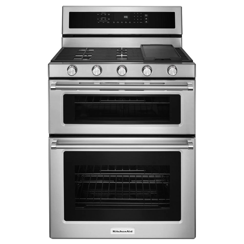 30-Inch 5 Burner Gas Double Oven Convection Range KFGD500EWH