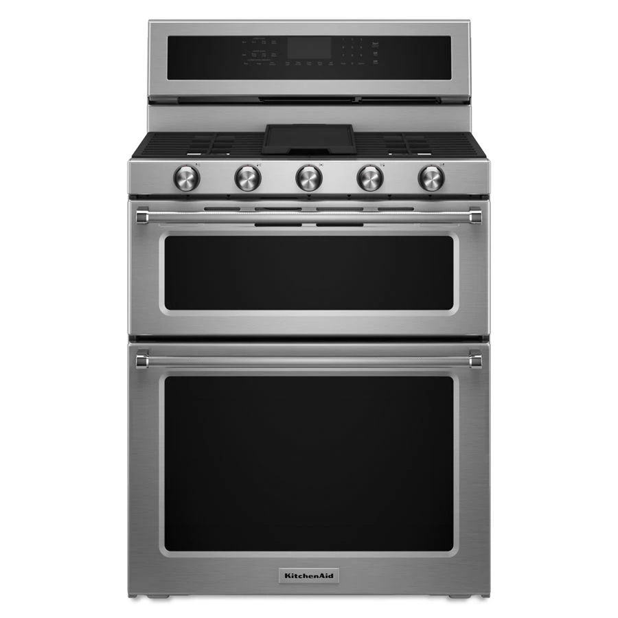 30-Inch 5 Burner Gas Double Oven Convection Range KFGD500EBS