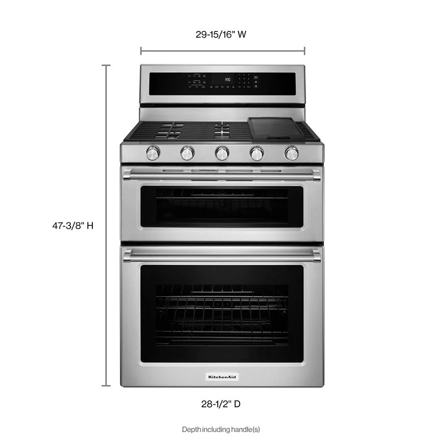 30" 5 Burner Gas Double Oven Convection Range KFGD500ESS