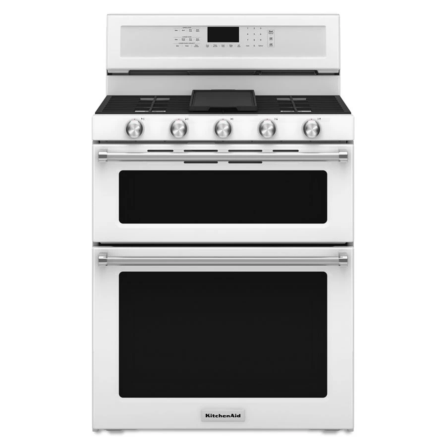 30-Inch 5 Burner Gas Double Oven Convection Range KFGD500EWH