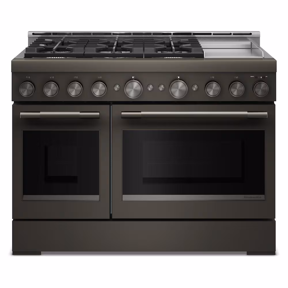 48-Inch 6 Burner Commercial-Style Gas Range with Griddle KFGD948SBE