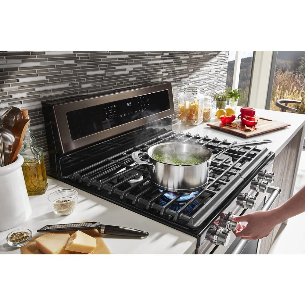 30-Inch 5-Burner Gas Convection Range KFGG500EBS