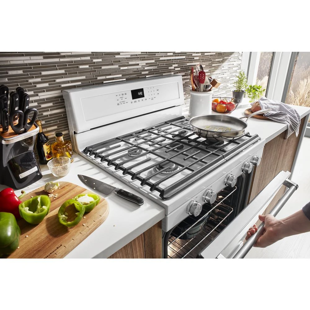 30-Inch 5-Burner Gas Convection Range KFGG500EWH