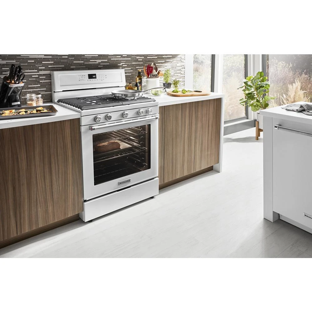 30-Inch 5-Burner Gas Convection Range KFGG500EWH