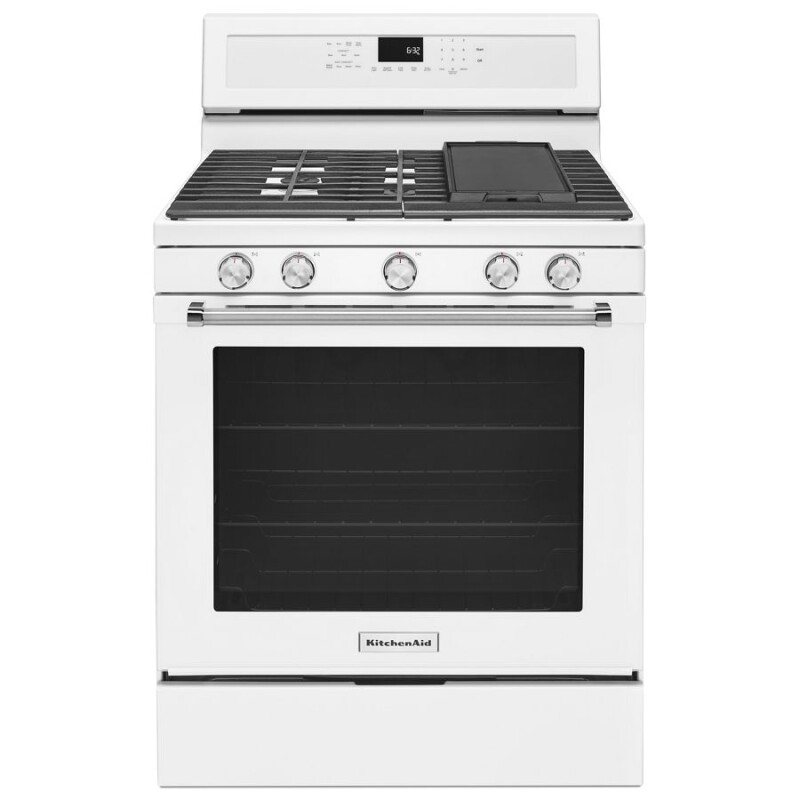 KitchenAid 30" 5-Burner Gas Convection Range White KFGG500EWH Picture 1