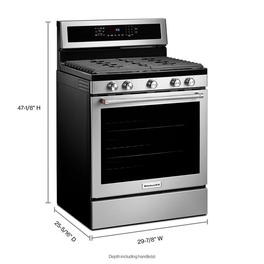 30-Inch 5-Burner Gas Convection Range with PrintShield Finish KFGG504KPS
