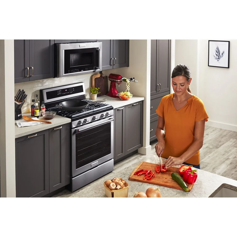 30-Inch 5-Burner Gas Convection Range with PrintShield Finish KFGG504KPS
