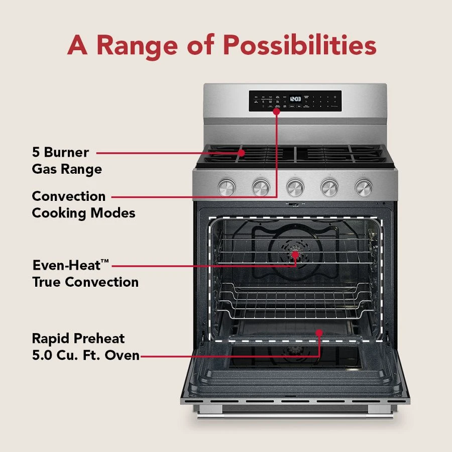 5.0 Cu. Ft. Smart Freestanding Gas Range with Convection Cooking Modes KFGS530SPS