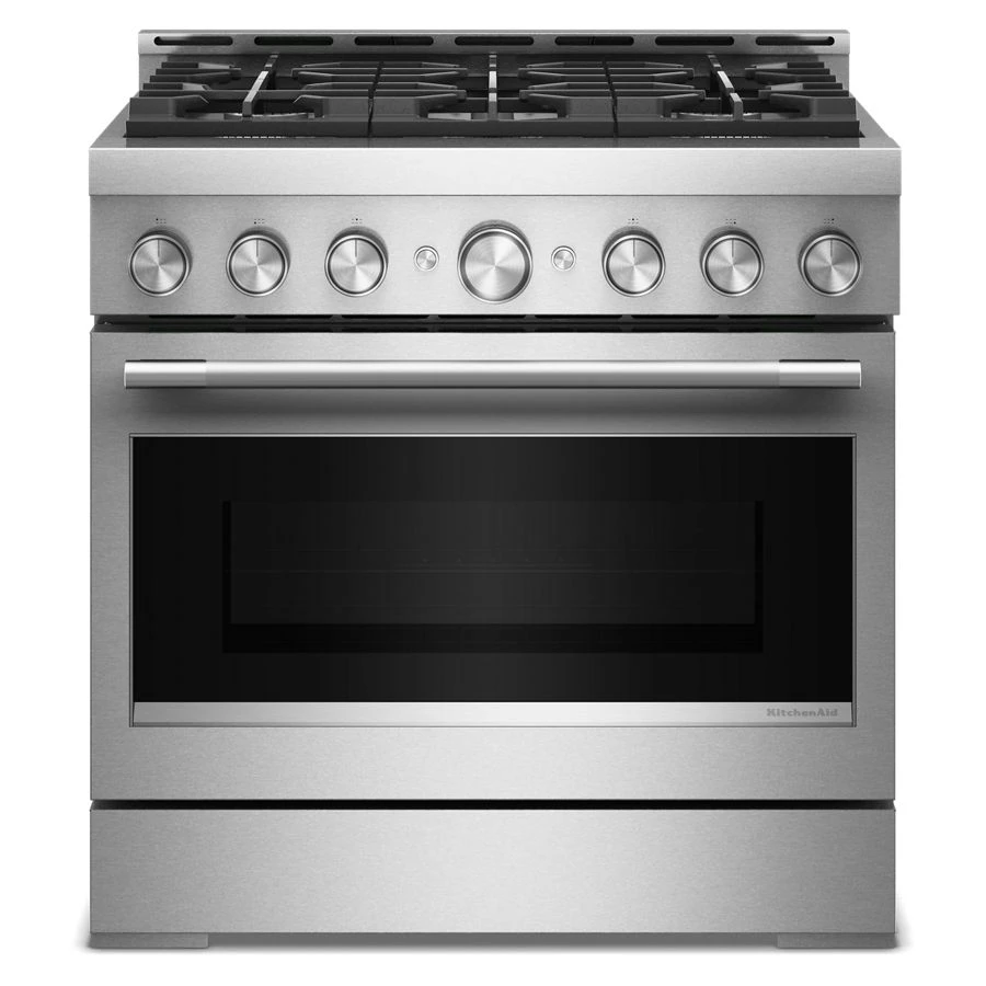 KitchenAid® 36-Inch 6 Burner Commercial-Style Gas Range with No Preheat Air Fry Mode KFGS936SSS