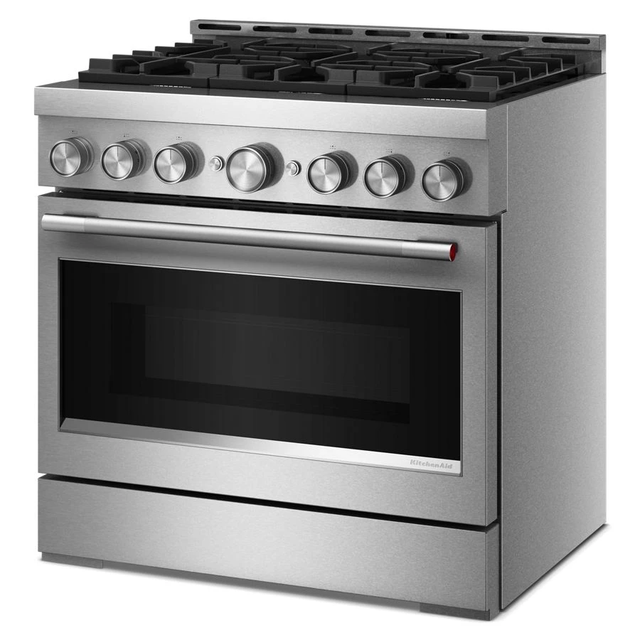KitchenAid® 36-Inch 6 Burner Commercial-Style Gas Range with No Preheat Air Fry Mode KFGS936SSS