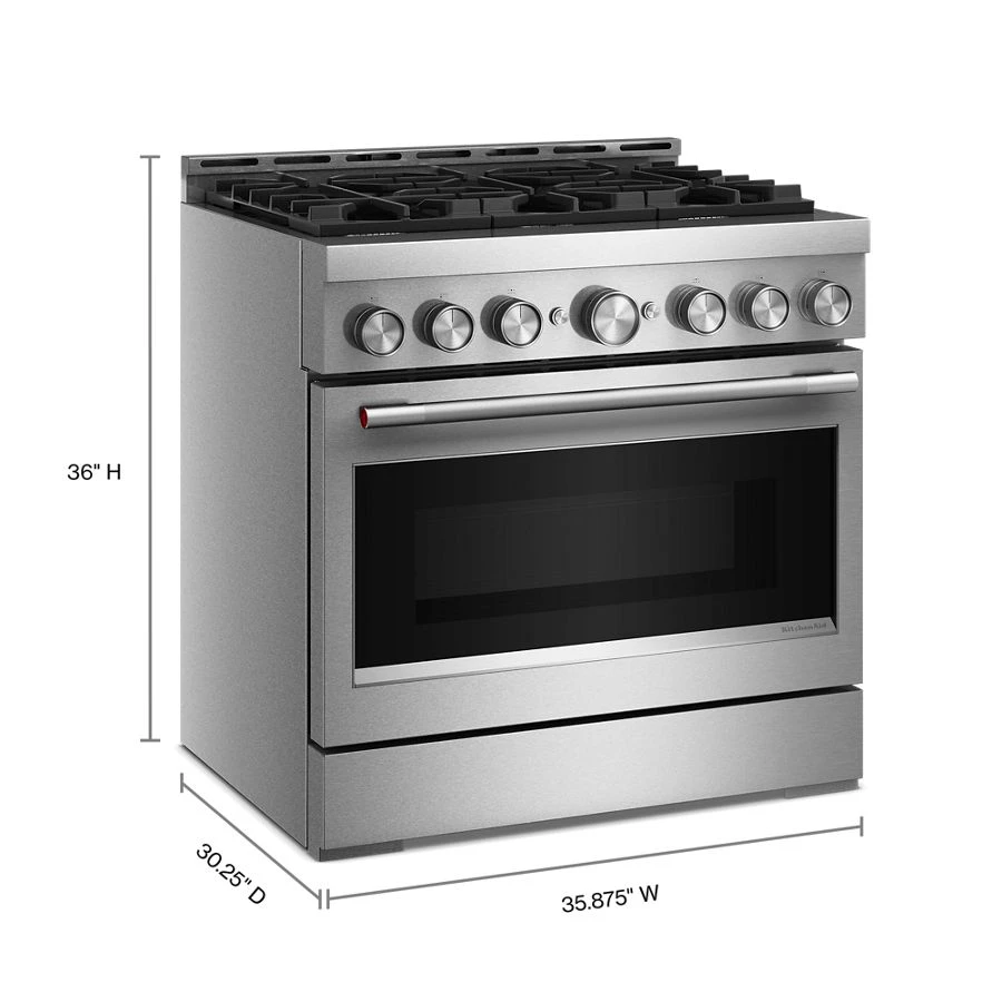 KitchenAid® 36-Inch 6 Burner Commercial-Style Gas Range with No Preheat Air Fry Mode KFGS936SSS