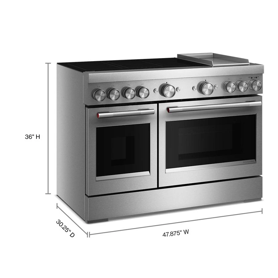 48-Inch 6-Element Induction Freestanding Commercial-Style Range with Griddle KFID948SSS