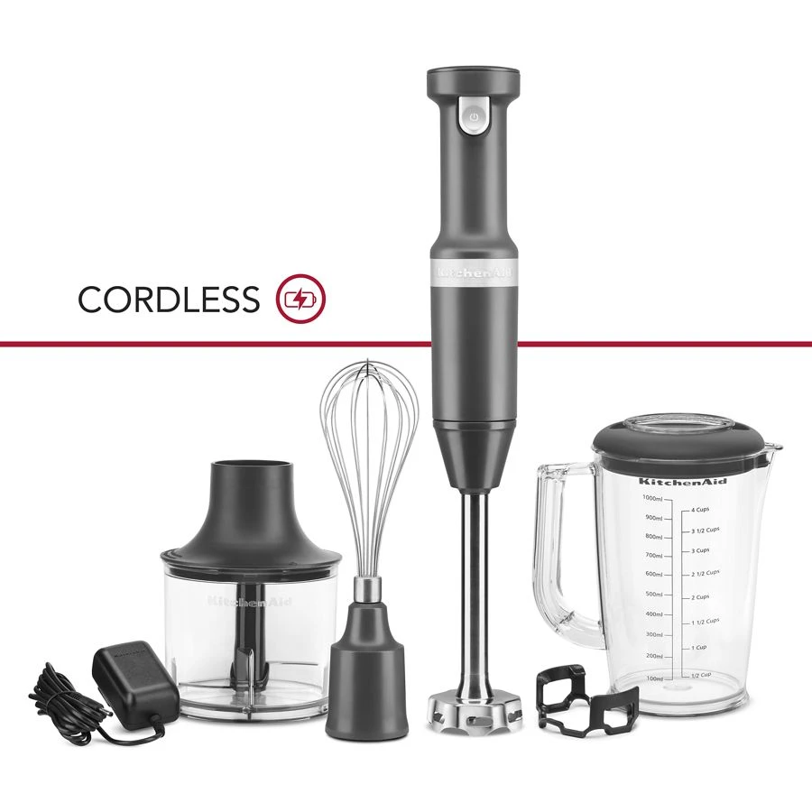 Cordless Variable Speed Hand Blender with Chopper and Whisk Attachment KHBBV83DG