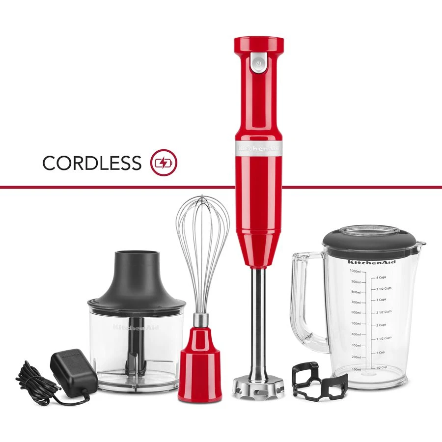 Cordless Variable Speed Hand Blender with Chopper and Whisk Attachment KHBBV83PA