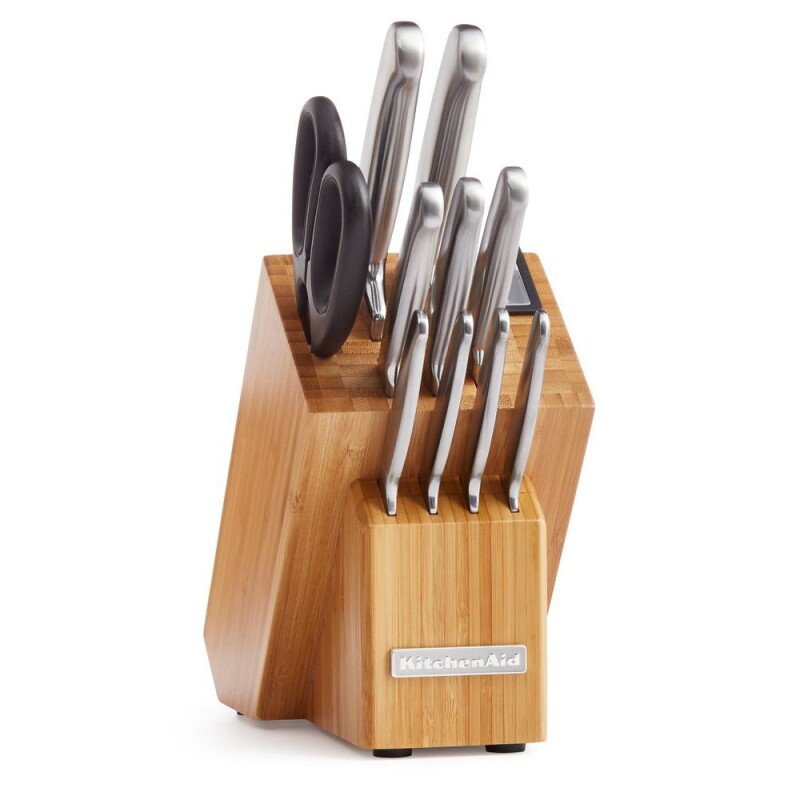 KitchenAid Classic Forged 12-Piece Brushed Stainless Cutlery Set Bamboo Wood KKFSS12BO Picture 1