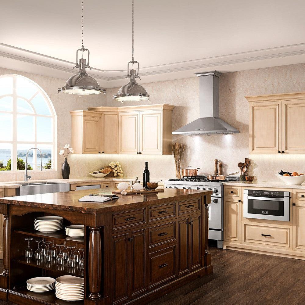 36" Convertible Vent Wall Mount Range Hood with Crown Molding KL2CRN36